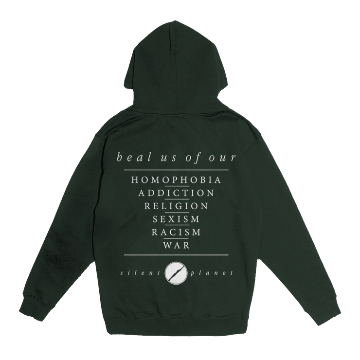 Heal Us Breast Print Hoodie- Green